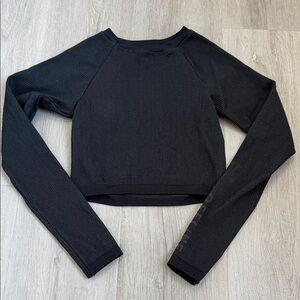 OFFLINE Aerie Black Waffle Long Sleeve Women's Top size XS